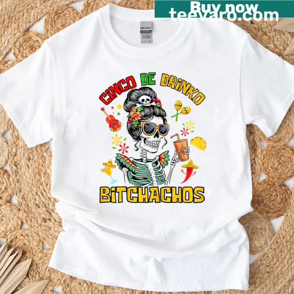 Funny Cinco de Mayo drinking T-shirt with cartoon design