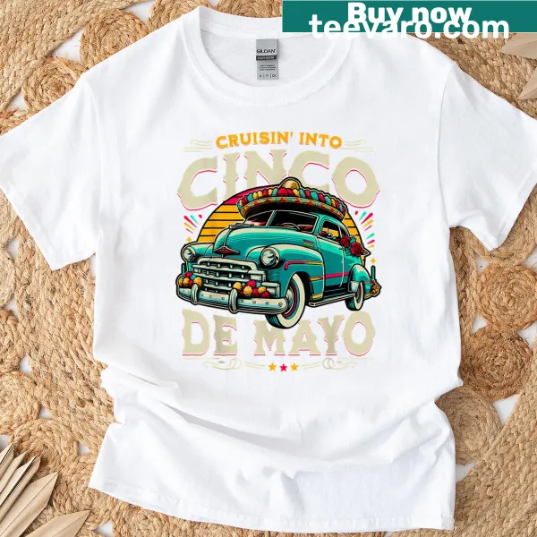 Graphic T-shirt celebrating Cinco De Mayo with festive imagery