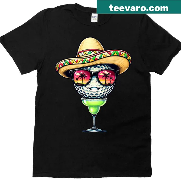 T-shirt featuring a golf ball with sombrero for Cinco de Mayo