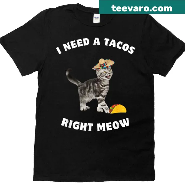 Funny taco-themed shirt for kids with a cat graphic