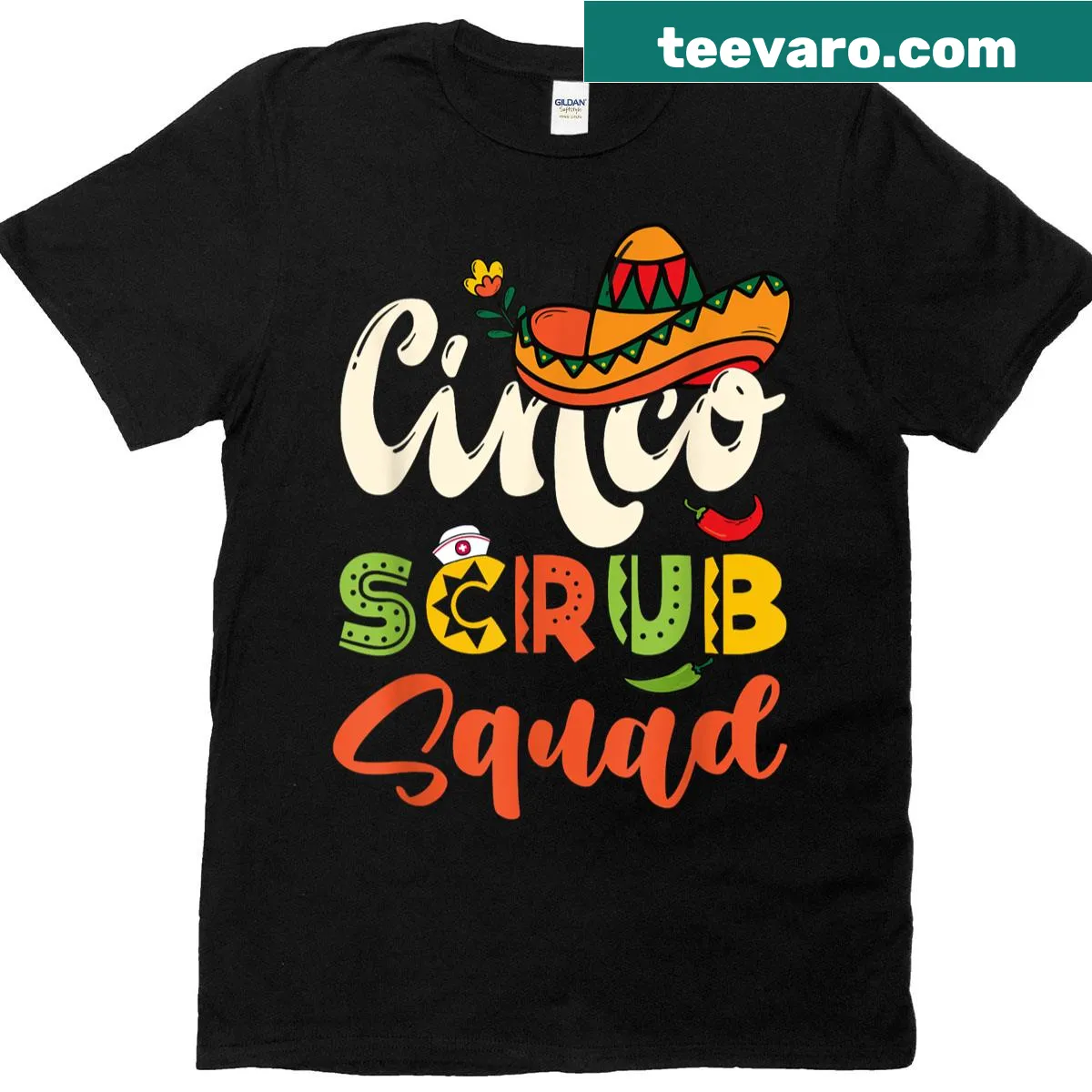 Cinco Scrub Squad shirt featuring humorous nurse-themed text — on a men's t-shirt