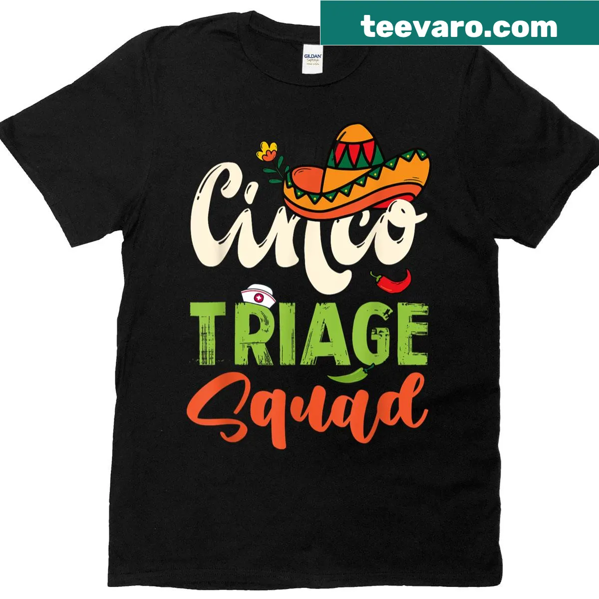 Cinco Triage Squad humorous shirt for triage nurses — on a men's t-shirt