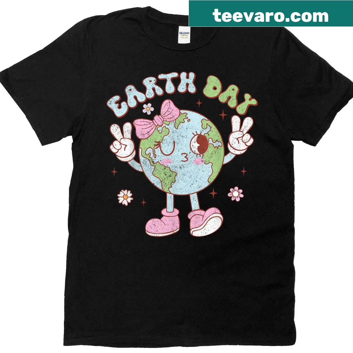 Illustrative Earth Day design for kids on a T-shirt — on a men's t-shirt