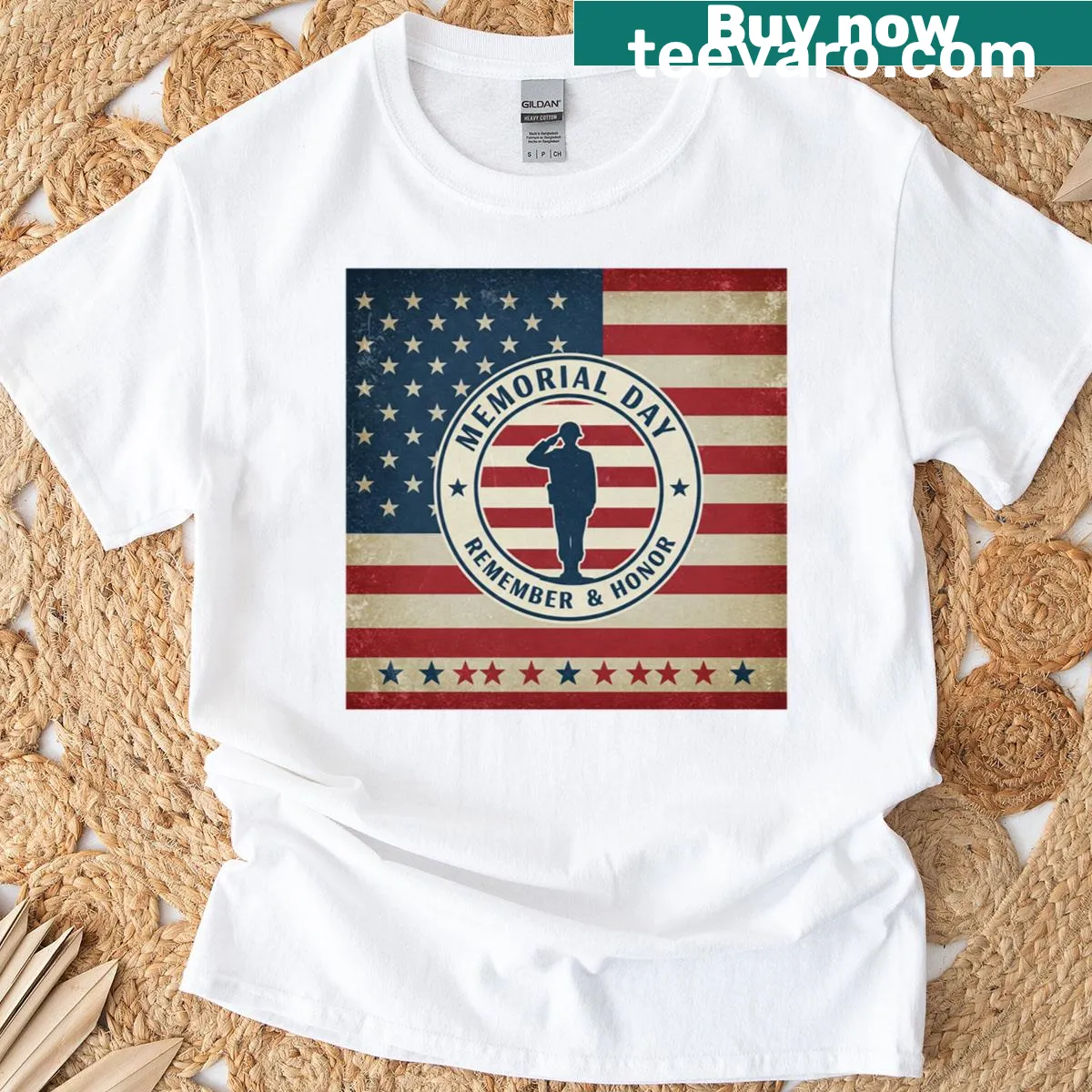 Patriotic U.S. flag graphic T-shirt for Memorial Day — on a men's t-shirt