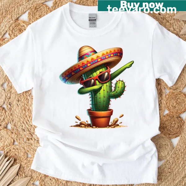 Dabbing cactus in sombrero design for Cinco de Mayo celebration