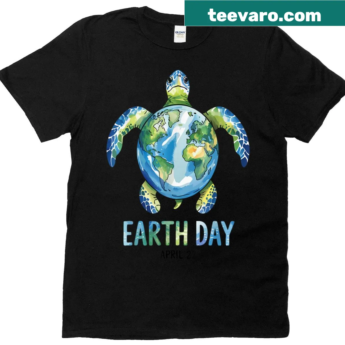 Artistic T-shirt featuring sea turtles for Earth Day — on a men's t-shirt