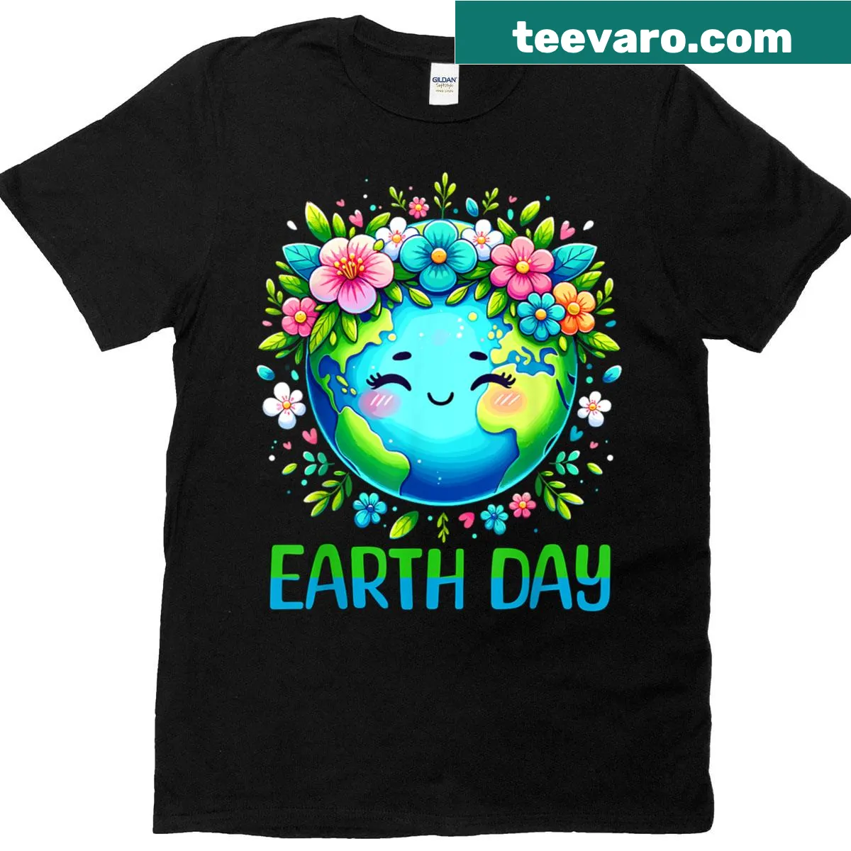 Women and kids T-shirt with flower crowns for Earth Day — on a men's t-shirt