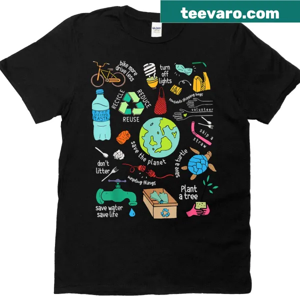 Text T-shirt for teachers emphasizing everyday actions for Earth