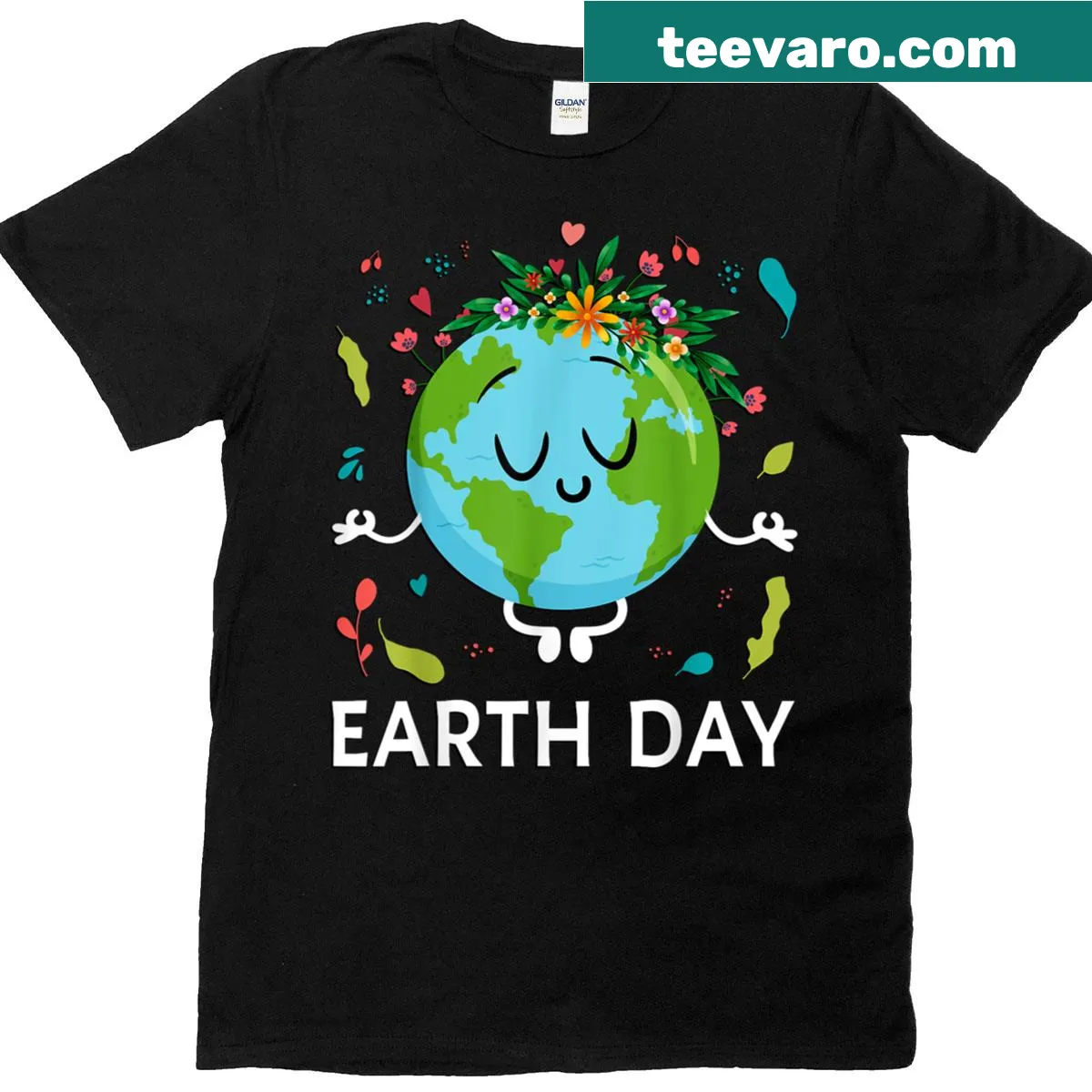 T-shirt with floral design and peaceful planet graphic — on a men's t-shirt