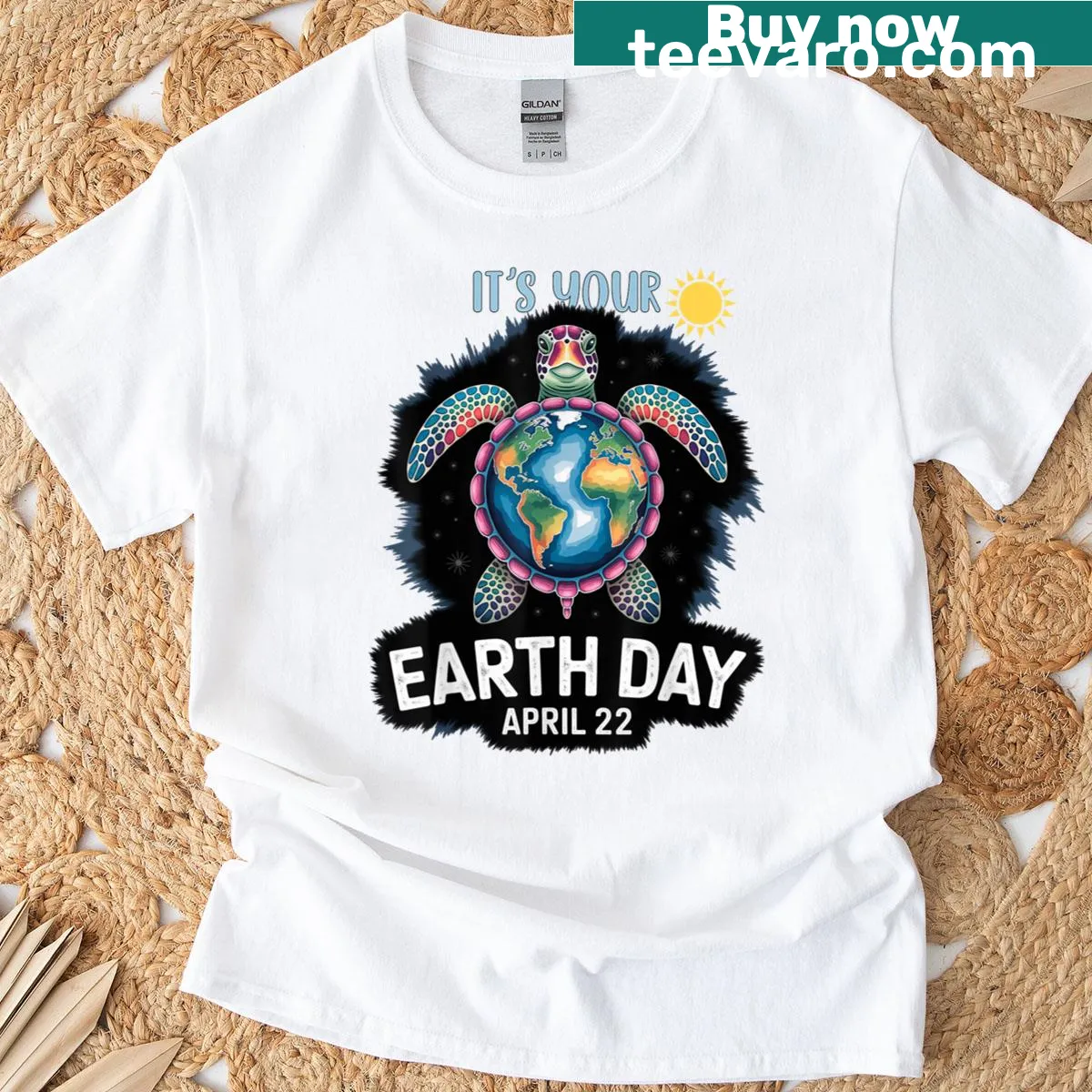 Charming turtle design for Earth Day lovers, perfect for nature enthusiasts — on a men's t-shirt