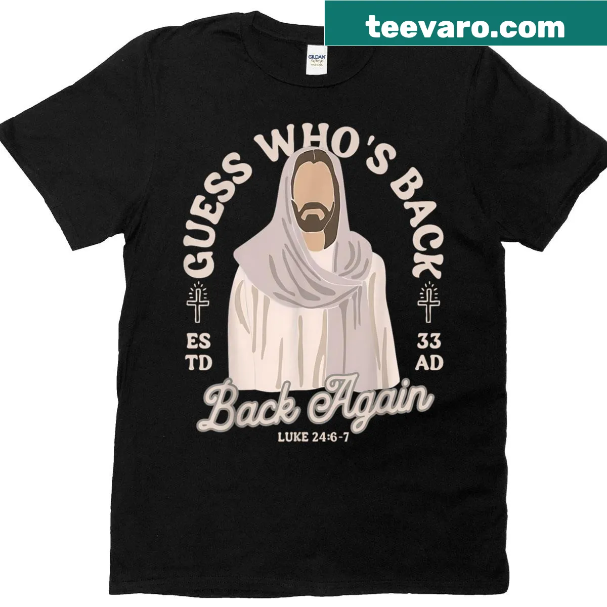 Funny Easter shirt with typography about Jesus returning — on a men's t-shirt