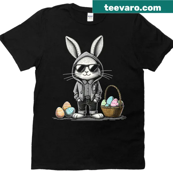 Funny Easter T-shirt with a hipster bunny design
