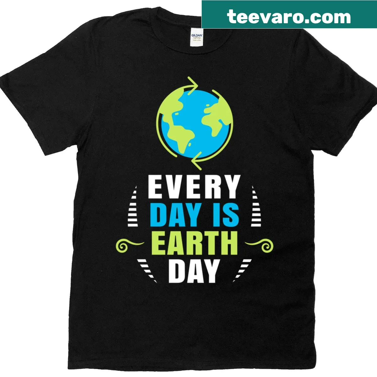 Inspirational Earth Day typography with recycling message on t-shirt — on a men's t-shirt