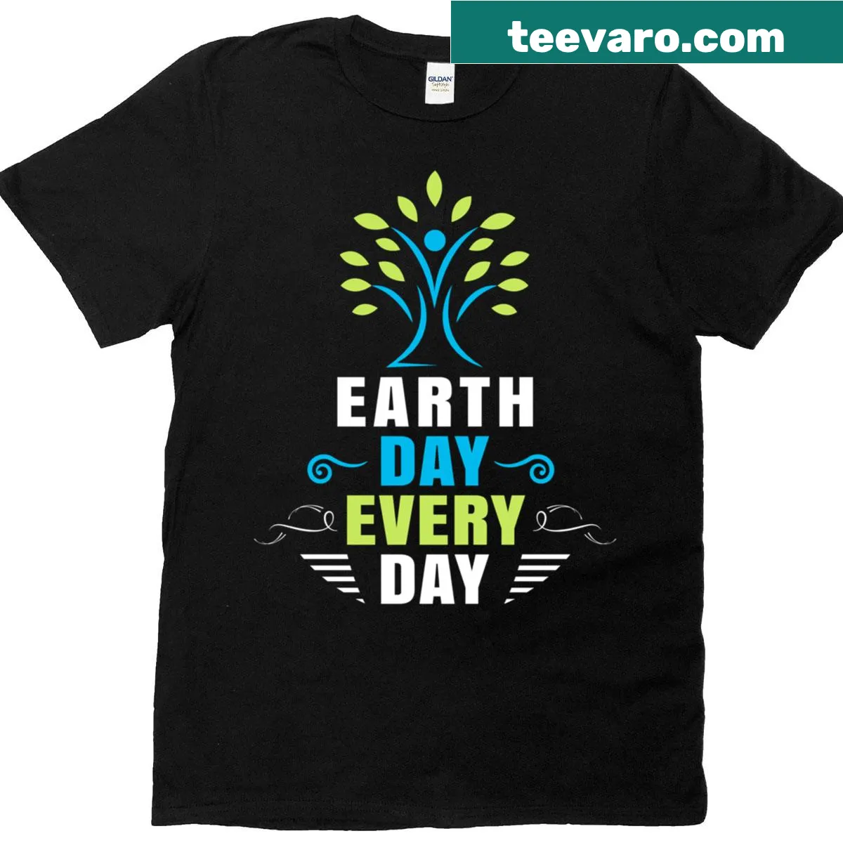 Inspirational Earth Day slogan graphic on t-shirt for activism — on a men's t-shirt