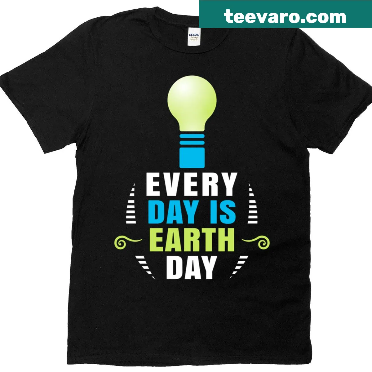 Everyday Is Earth Day activism T-shirt with bold lettering — on a men's t-shirt
