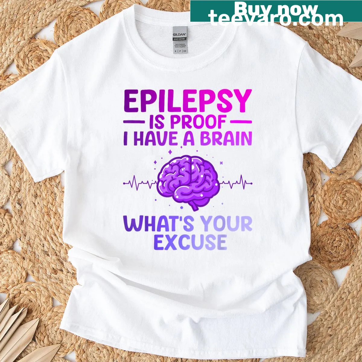 Text design promoting epilepsy awareness for men, women, and kids — on a men's t-shirt
