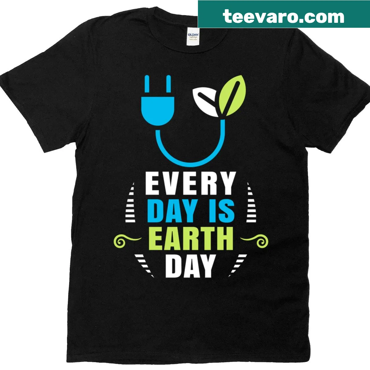 Cool Earth Day t-shirt with recycling and Everyday Is Earth Day message — on a men's t-shirt