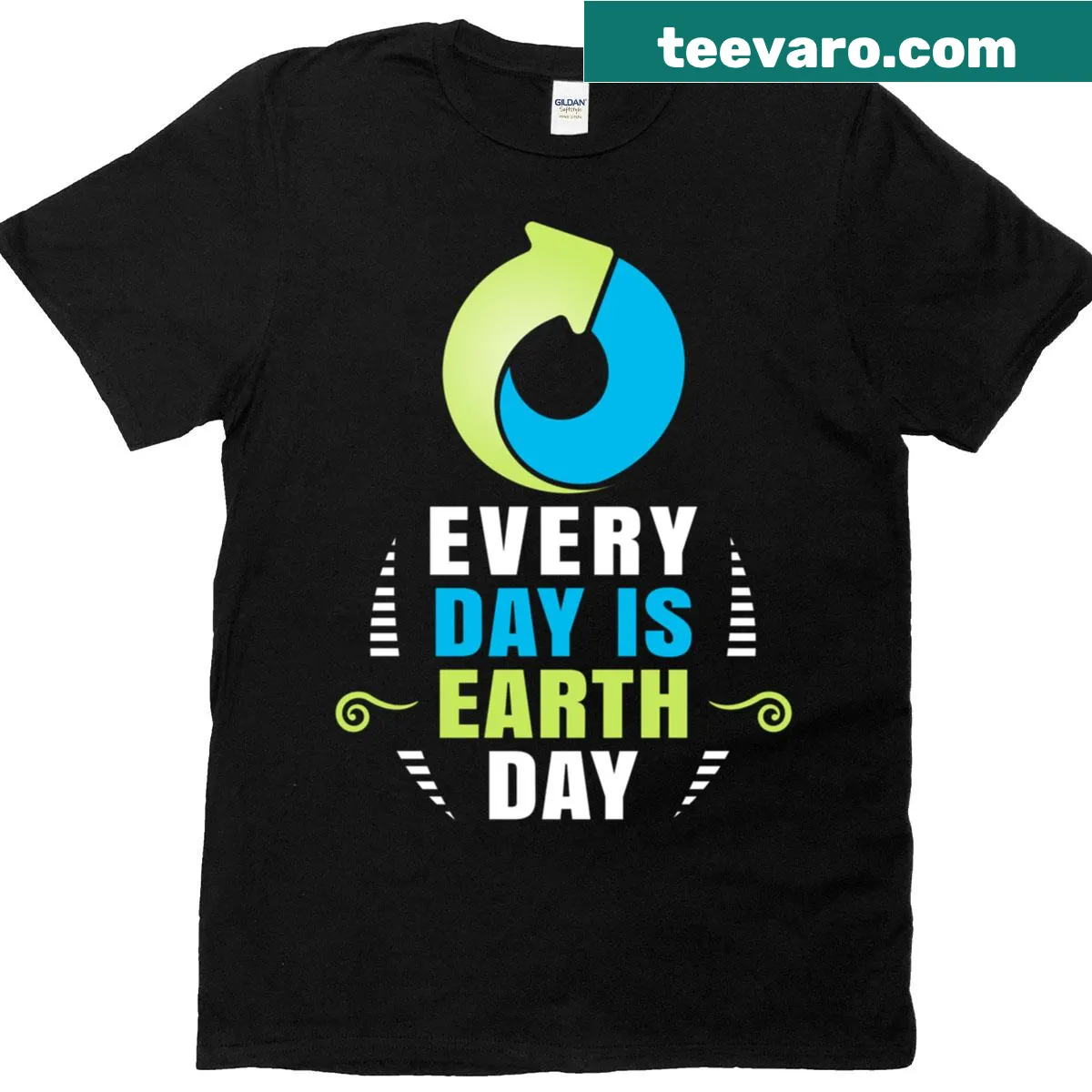 Activist T-shirt with Everyday Is Earth Day slogan and climate crisis theme — on a men's t-shirt