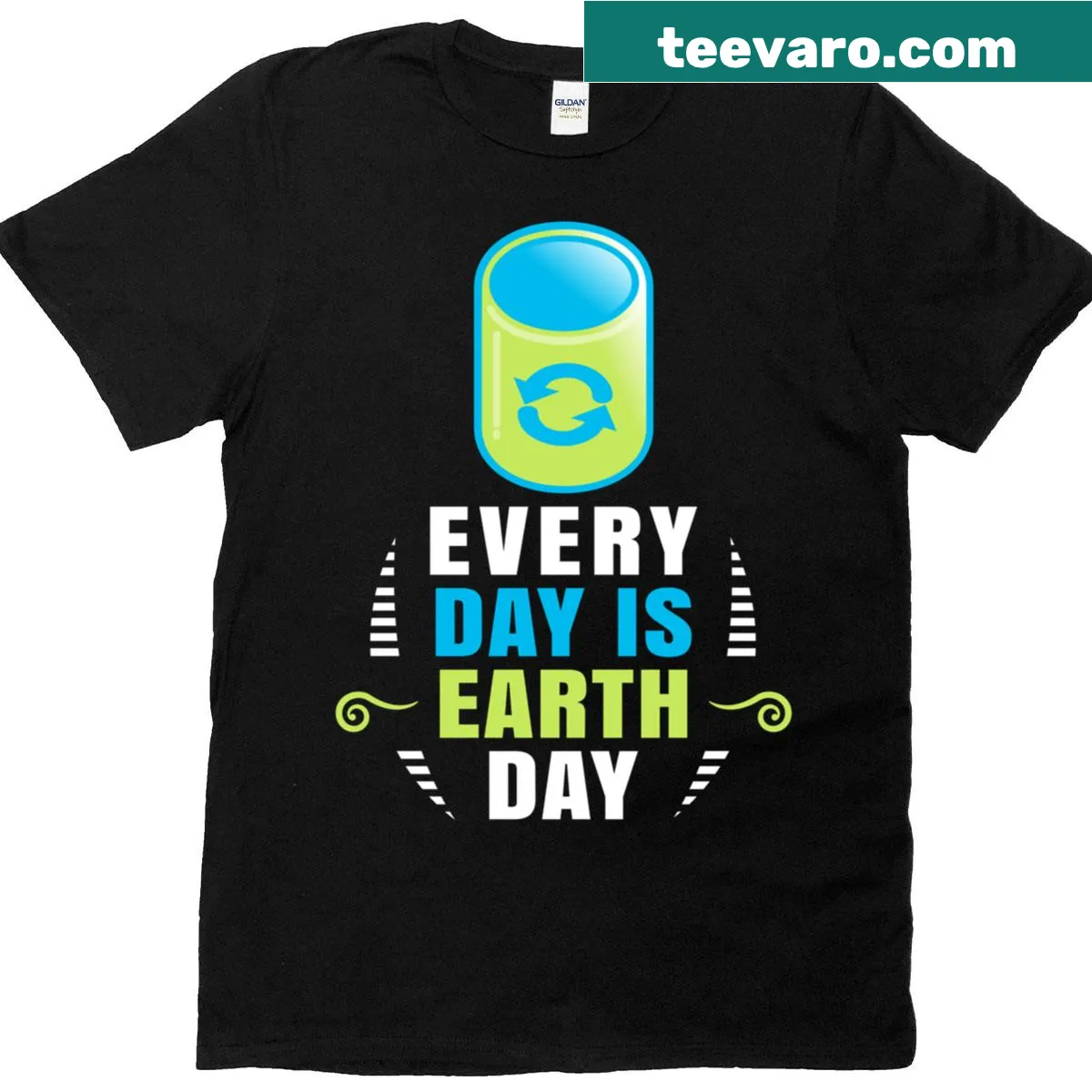 T-shirt featuring the phrase 'Every Day Is Earth Day - Recycle' promoting sustainability — on a men's t-shirt