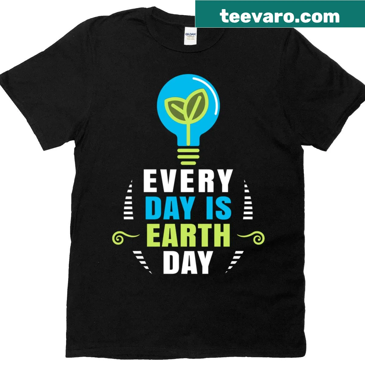 Activist-themed T-shirt with text: Every Day Is Earth Day emphasizing recycling — on a men's t-shirt