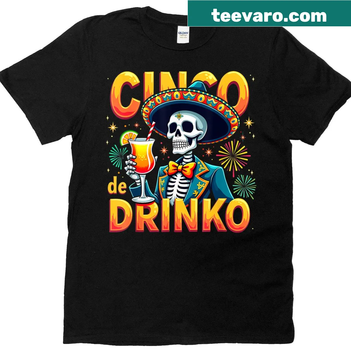 Vintage-style Cinco de Drinko t-shirt for Cinco de Mayo — on a men's t-shirt