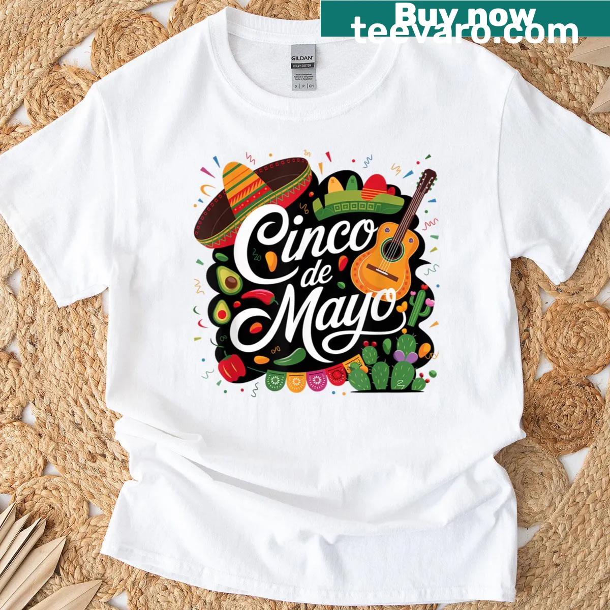 Graphic celebrating Cinco de Mayo with festive humor — on a men's t-shirt