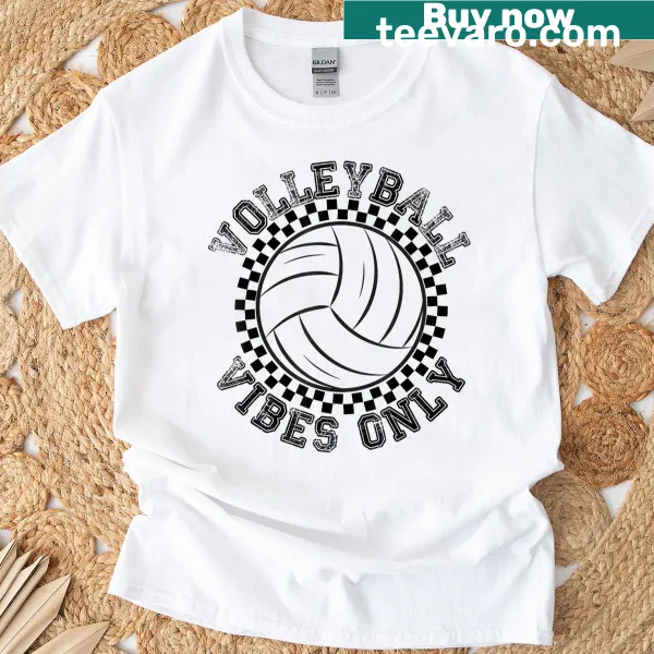 Playful typography t-shirt with 'Volleyball Vibes Only' text