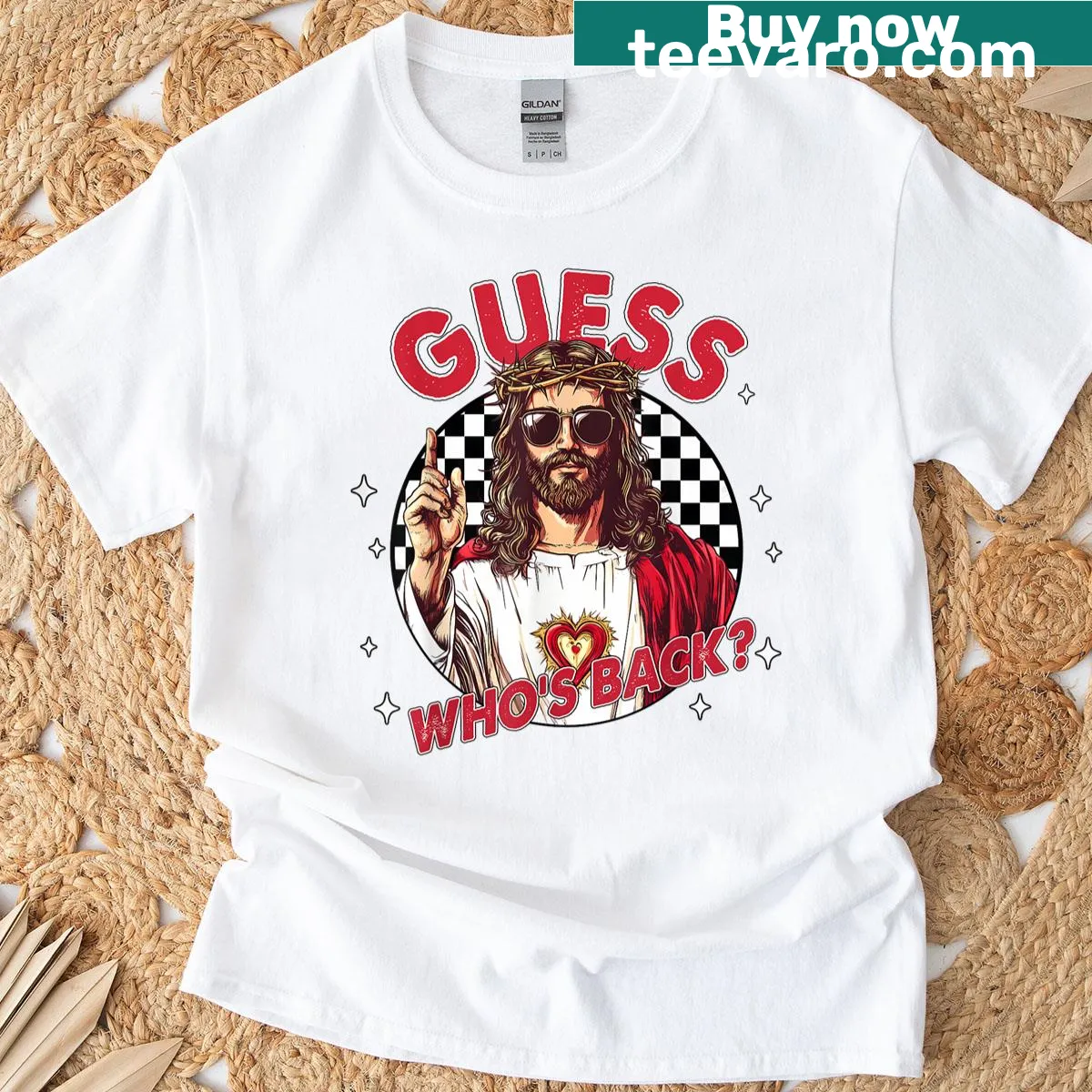 Funny Easter shirt with the phrase 'Guess Who's Back' — on a men's t-shirt