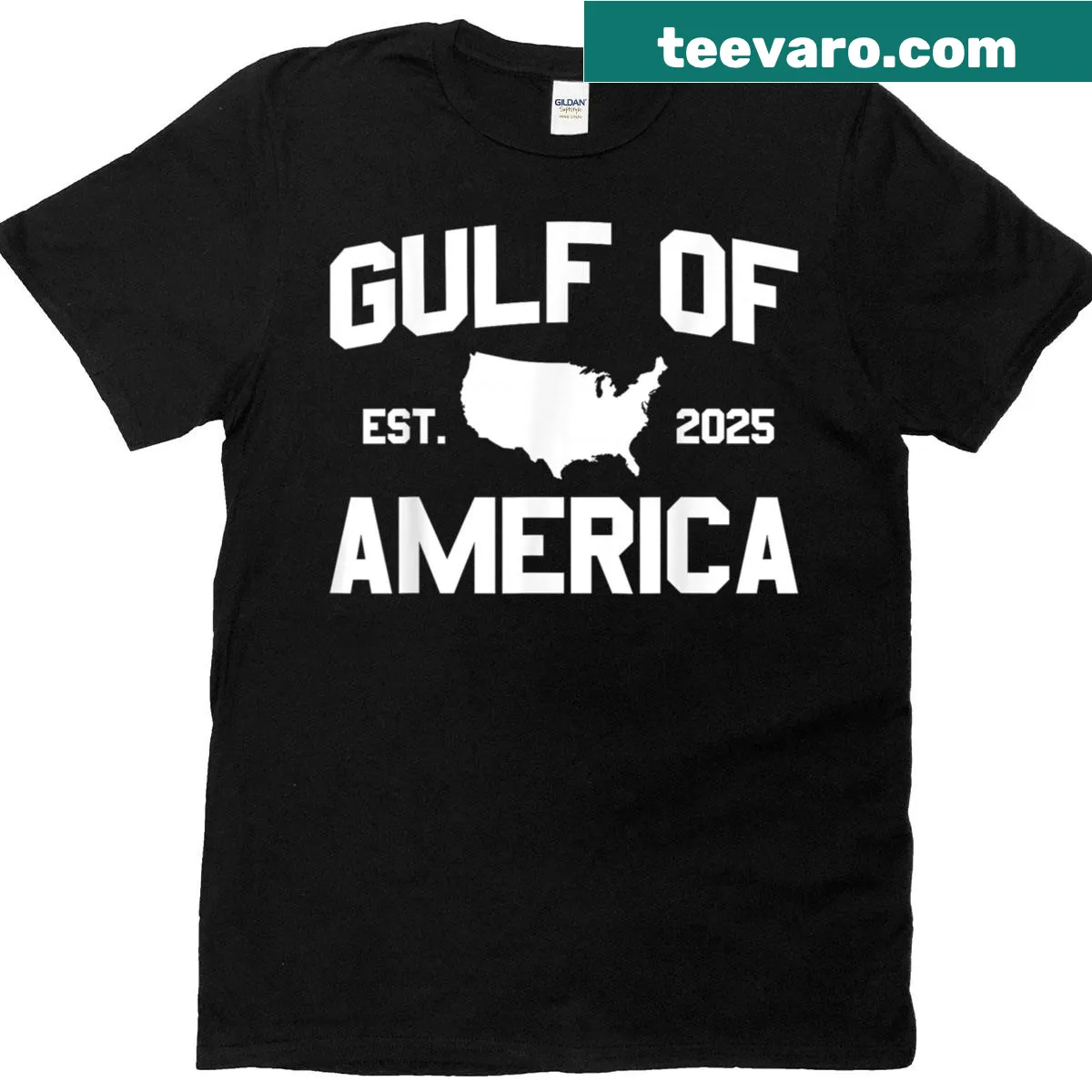 T-shirt featuring the Gulf of USA America emblem, celebrating American pride. — on a men's t-shirt