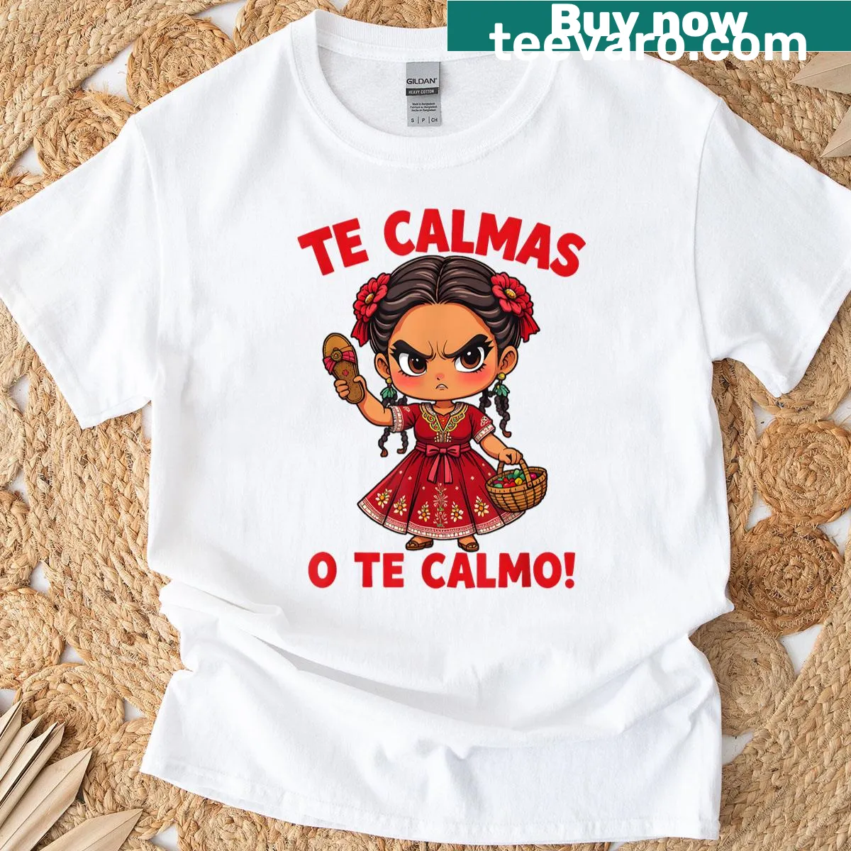 Funny Mother's Day t-shirt with 'Te Calmas O Te Calmo' text — on a men's t-shirt