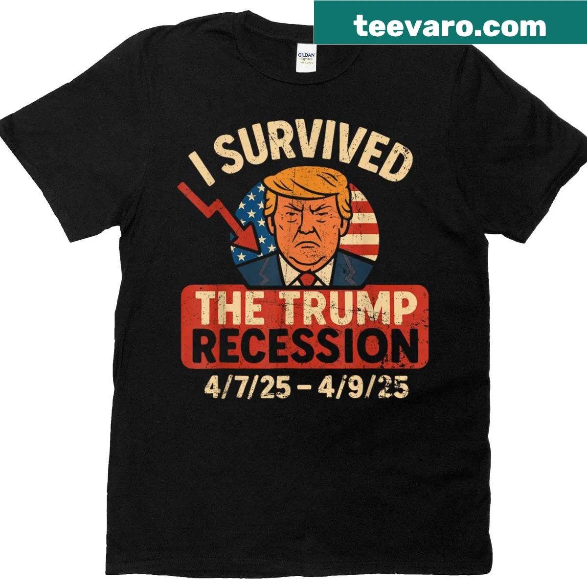 Vintage T-shirt declaring 'I Survived The Trump Recession' — on a men's t-shirt