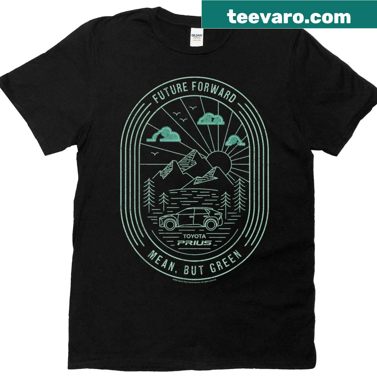 Distressed T-shirt featuring 'Iconic Prius' text promoting eco-friendliness — on a men's t-shirt