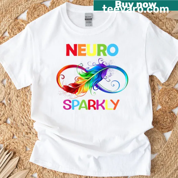 Artistic infinity feather illustration on a t-shirt