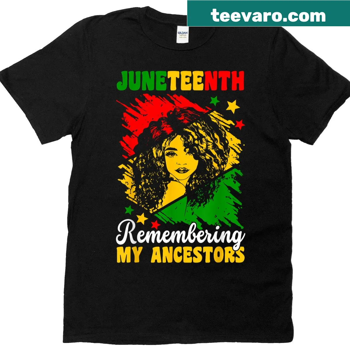 Juneteenth t-shirt for teens featuring cartoon design celebrating ancestry — on a men's t-shirt