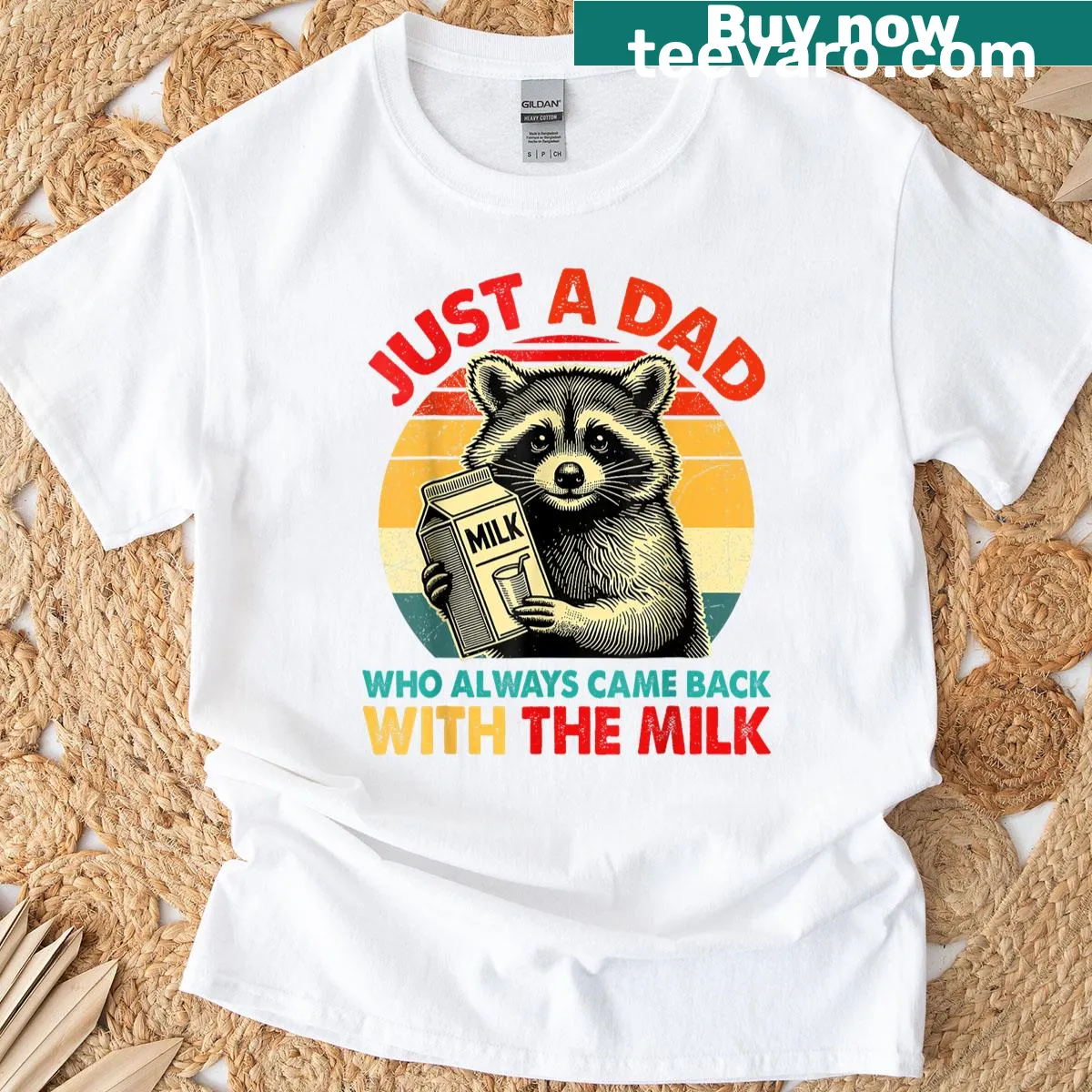 Sentimental dad t-shirt with humorous milk phrase — on a men's t-shirt