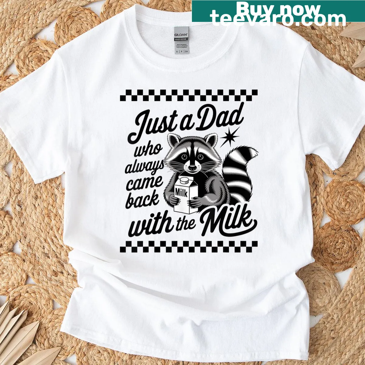 Funny dad t-shirt with raccoon and humorous text — on a men's t-shirt
