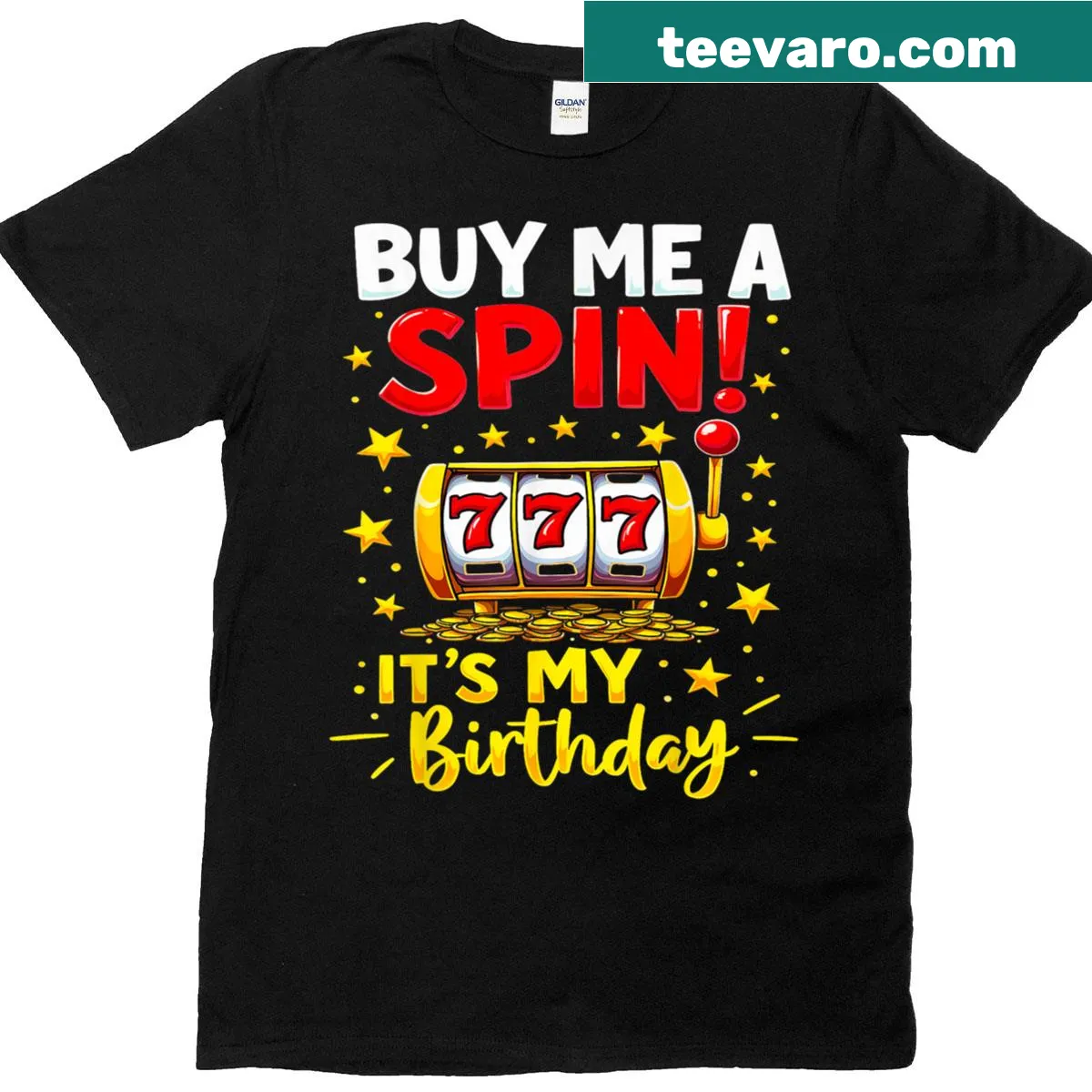 Text design celebrating a Las Vegas birthday trip for girls — on a men's t-shirt