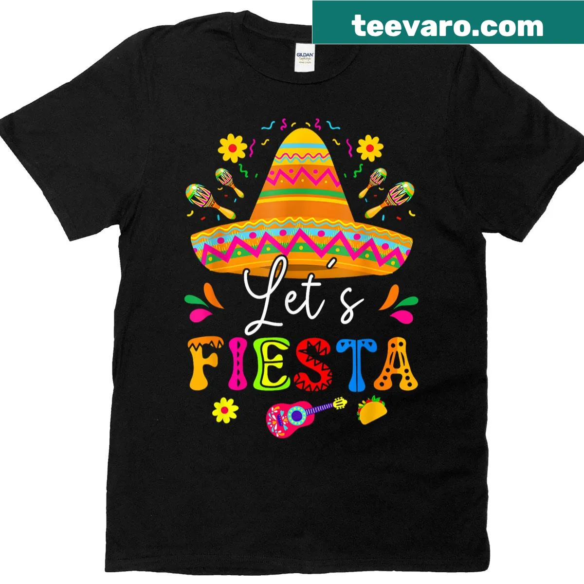Cinco de Mayo t-shirt with a guitar illustration — on a men's t-shirt