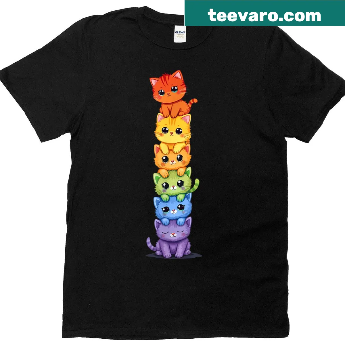 Adorable cats surrounded by rainbow motifs on a pride-themed T-shirt — on a men's t-shirt