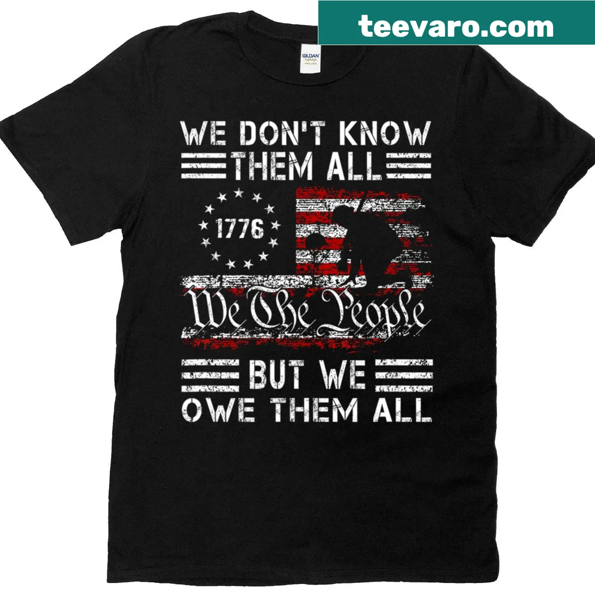 Patriotic USA flag T-shirt with 'Remember' and 'Honor' — on a men's t-shirt