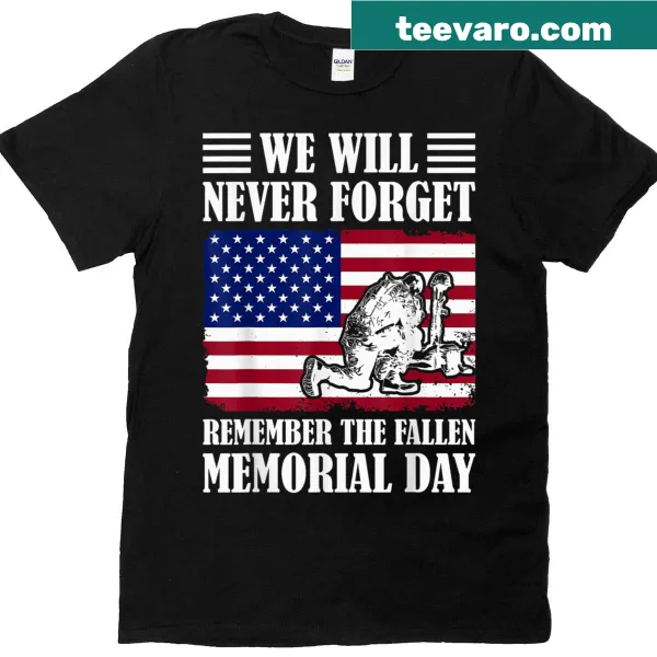 Memorial Day t-shirt with a tribute message and flag illustration