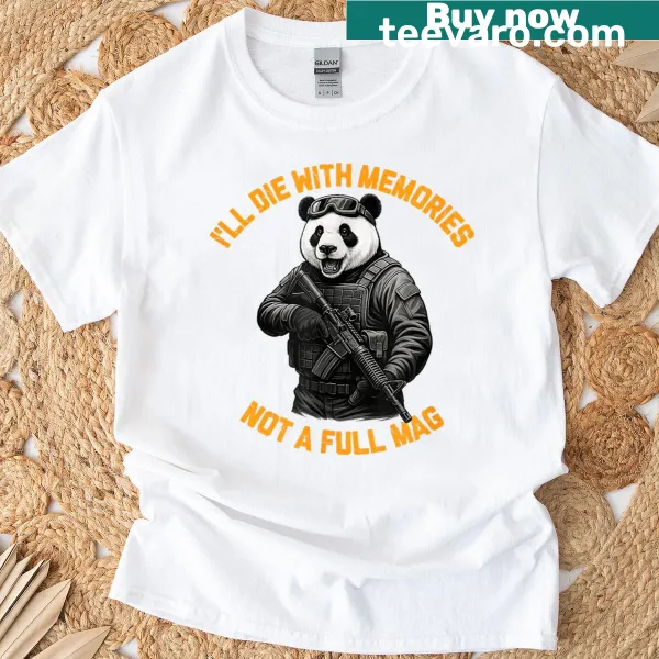 Panda graphic T-shirt with message about memories