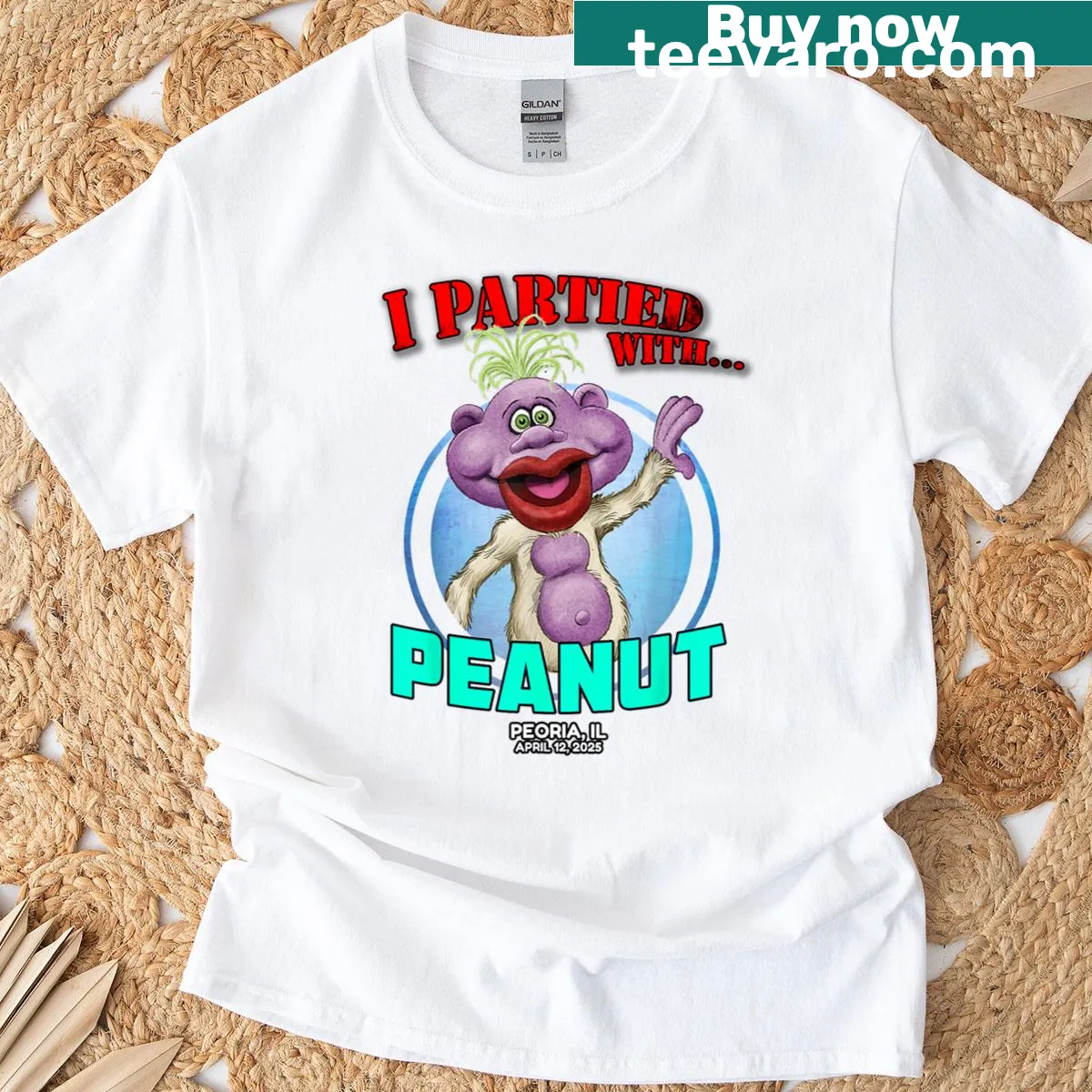 Illustrated Peoria IL 2025 T-shirt with city elements — on a men's t-shirt