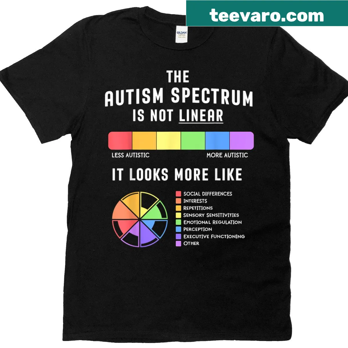 Inspirational shirt emphasizing non-linear progress in autism awareness — on a men's t-shirt