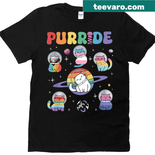 Cats in space illustration celebrating LGBTQ+ pride