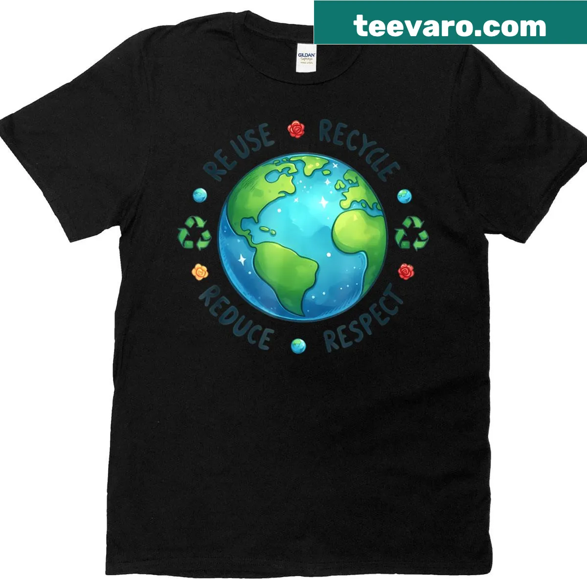 Shirt promoting recycling with an environmental message — on a men's t-shirt
