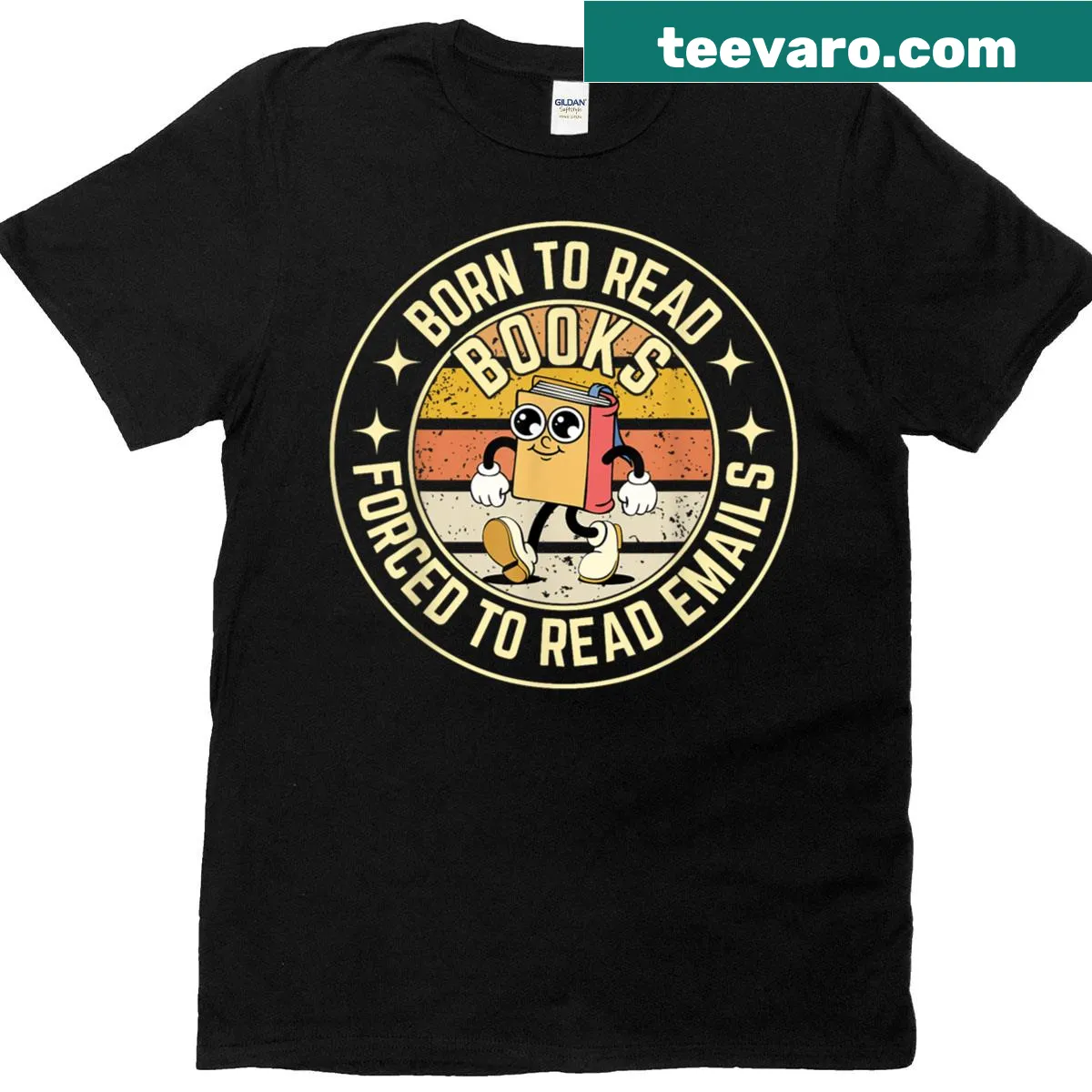Funny typography of 'Born To Read Books Forced To Read Emails' on a T-shirt. — on a men's t-shirt
