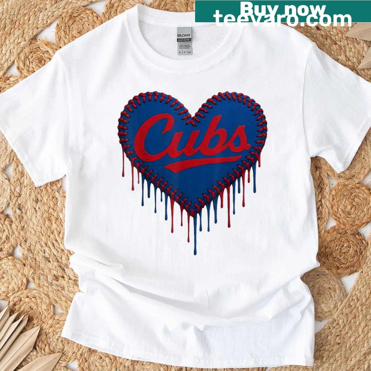 Retro Cubs T-shirt with heart and personalized name styles — on a men's t-shirt