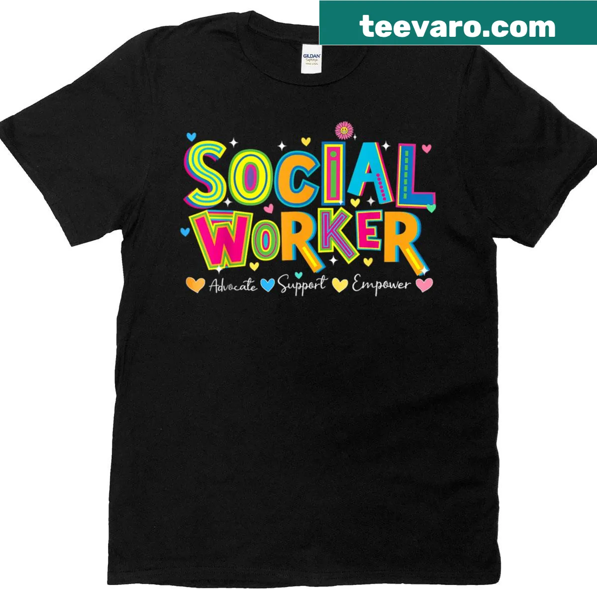 T-shirt celebrating social workers with appreciation message — on a men's t-shirt