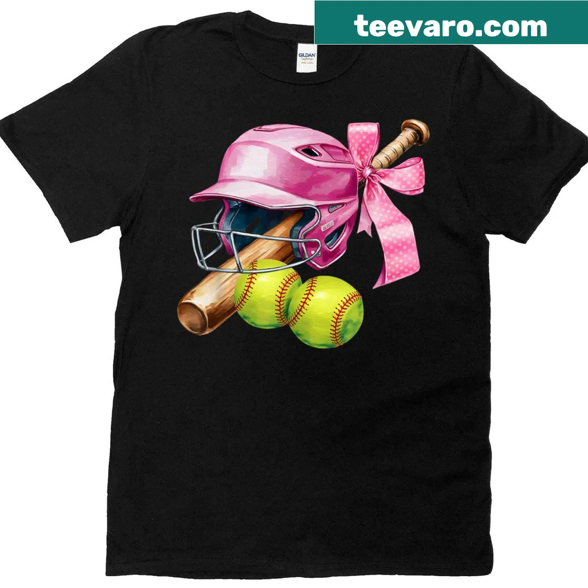 Softball-themed t-shirt with a bow graphic and playful text — on a men's t-shirt